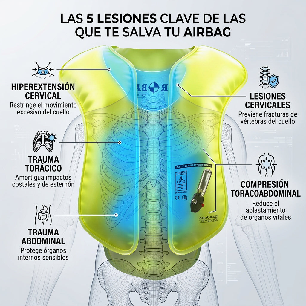Las 5 lesiones más graves en moto que un chaleco airbag puede evitarte