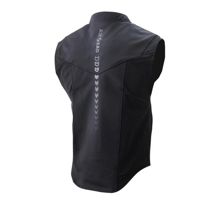 Vista de la espalda del chaleco airbag mecánico LITE VEST de Airobag mostrando los detalles reflectantes.